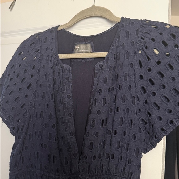 Anthropologie Navy Blue Somerset Mini Dress in Eyelet - Picture 5 of 12